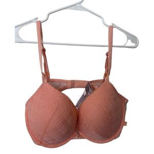 Victoria's Secret Underwired Padded Pushup Metallic Stars Bra Orange Size 38C